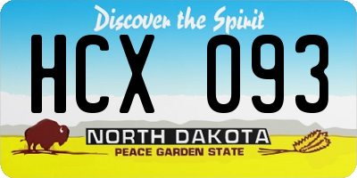 ND license plate HCX093