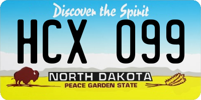 ND license plate HCX099