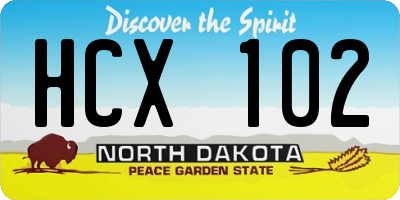 ND license plate HCX102