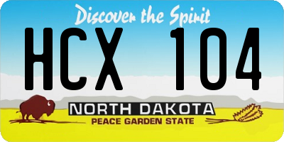 ND license plate HCX104