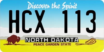 ND license plate HCX113