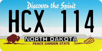 ND license plate HCX114