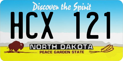 ND license plate HCX121