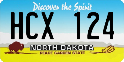 ND license plate HCX124