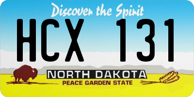 ND license plate HCX131
