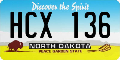 ND license plate HCX136