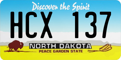 ND license plate HCX137