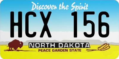 ND license plate HCX156