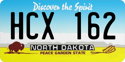 ND license plate HCX162