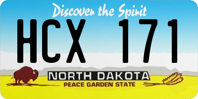 ND license plate HCX171