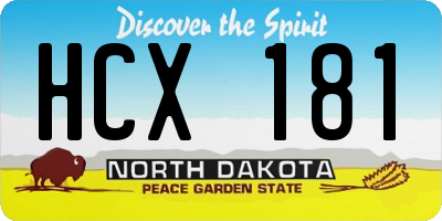 ND license plate HCX181