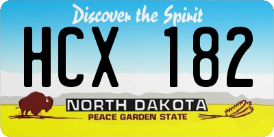 ND license plate HCX182
