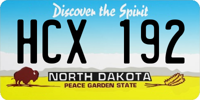 ND license plate HCX192