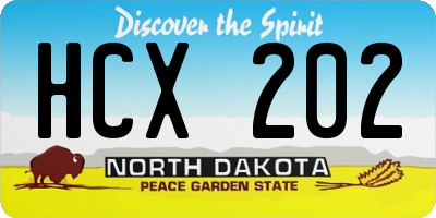 ND license plate HCX202