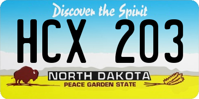 ND license plate HCX203