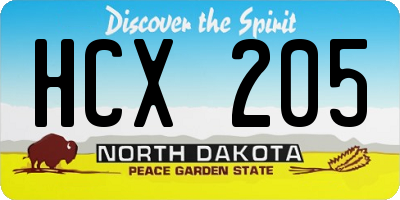 ND license plate HCX205