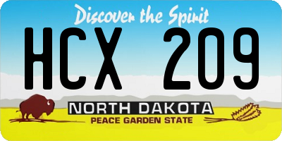 ND license plate HCX209