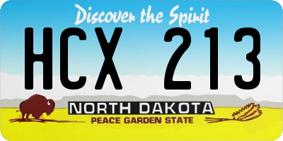 ND license plate HCX213