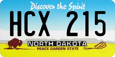 ND license plate HCX215