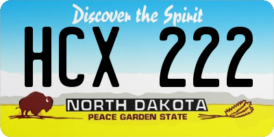 ND license plate HCX222