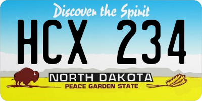 ND license plate HCX234