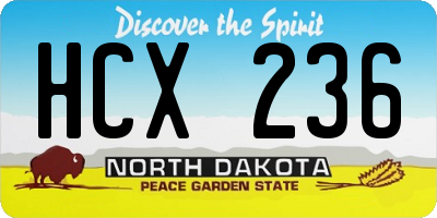 ND license plate HCX236