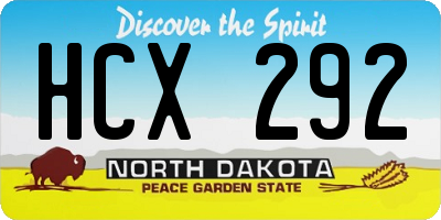 ND license plate HCX292