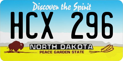 ND license plate HCX296