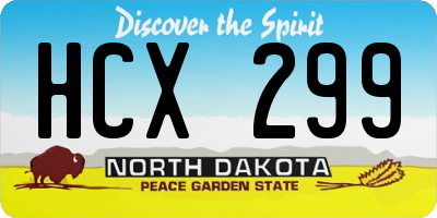ND license plate HCX299