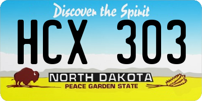 ND license plate HCX303