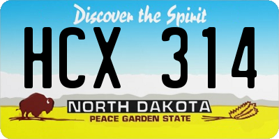 ND license plate HCX314