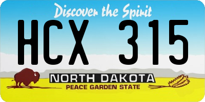 ND license plate HCX315