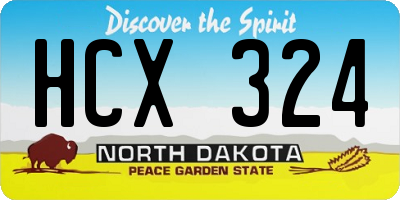 ND license plate HCX324