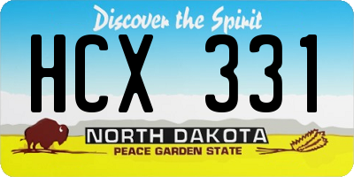 ND license plate HCX331