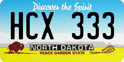 ND license plate HCX333