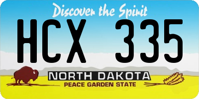 ND license plate HCX335