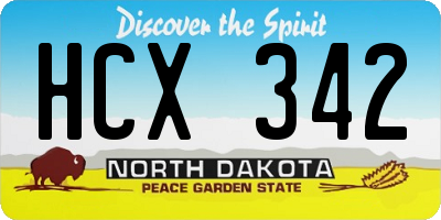 ND license plate HCX342