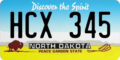 ND license plate HCX345