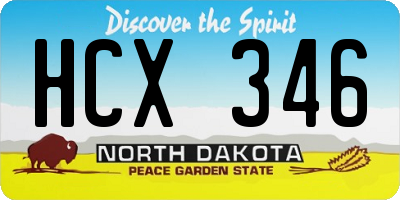 ND license plate HCX346