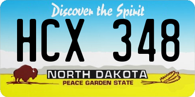 ND license plate HCX348