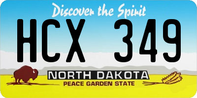 ND license plate HCX349