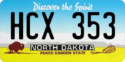 ND license plate HCX353