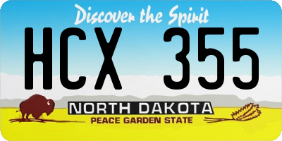 ND license plate HCX355