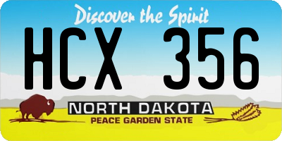 ND license plate HCX356