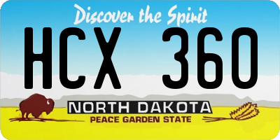 ND license plate HCX360
