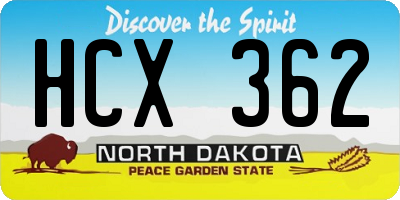 ND license plate HCX362