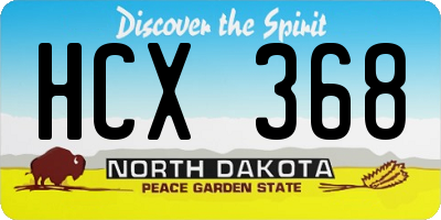 ND license plate HCX368