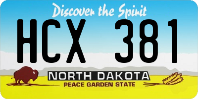 ND license plate HCX381