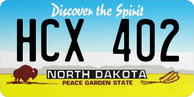 ND license plate HCX402