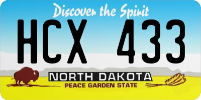 ND license plate HCX433
